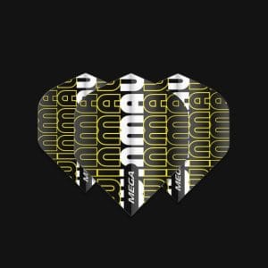 WINMAU MEGA STD DART FLIGHTS 75 MICRON  x 3 Flights BLACK & YELLOW