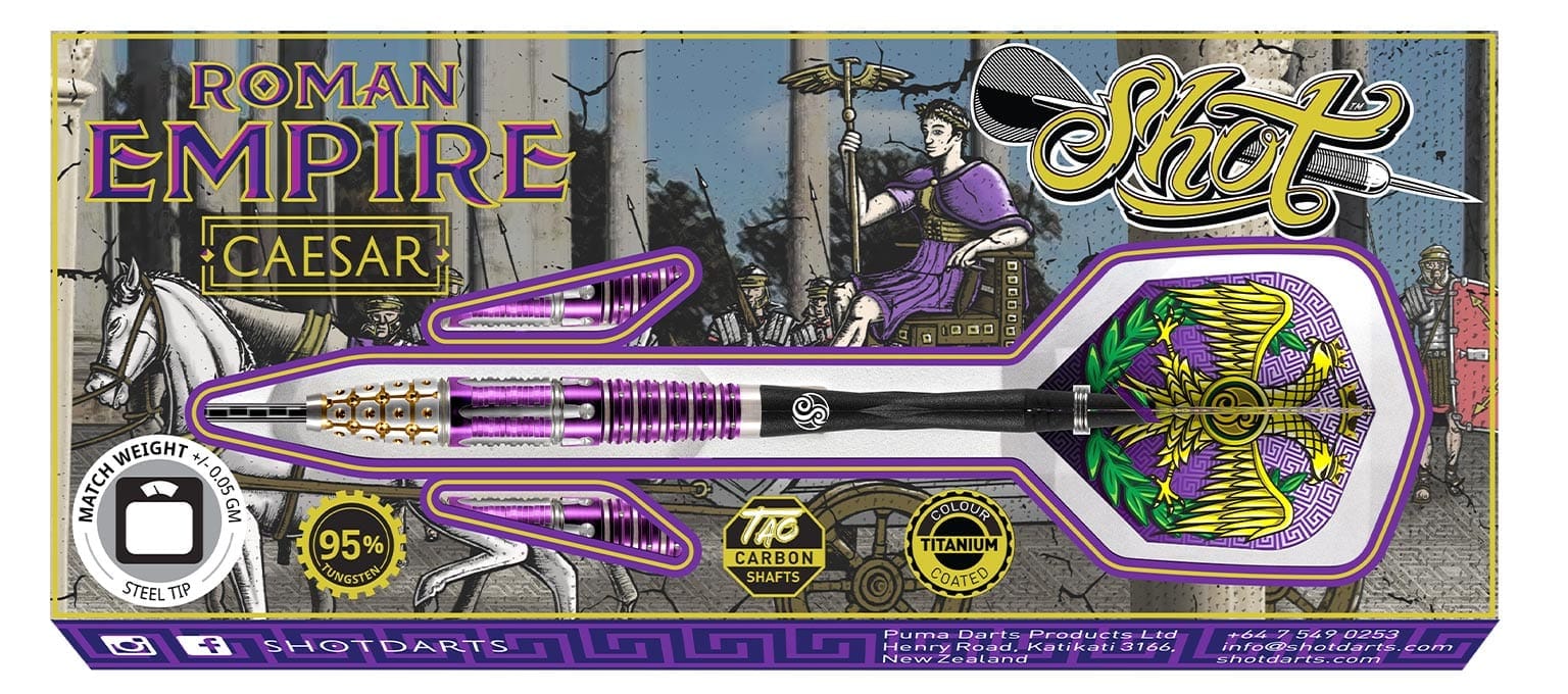 Shot Darts Roman Empire Caesar Steel Tip Dart Set-95% Tungsten-23gm - Image 2