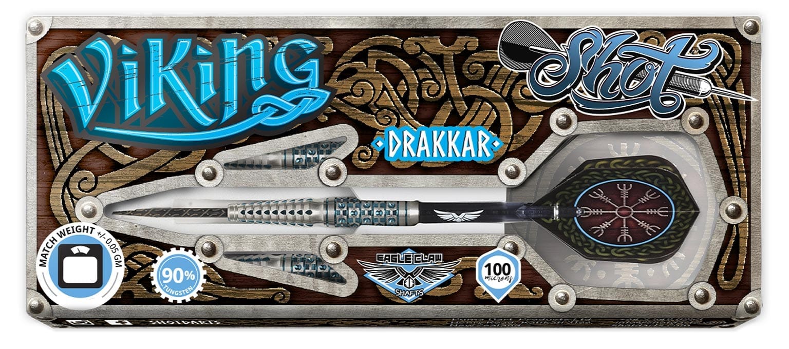 Shot Darts Viking Drakkar Steel Tip Dart Set-Back Weighted 90% Tungsten Barrels - Image 2