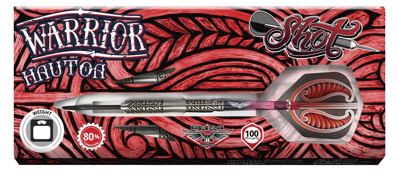 Shot Darts Warrior Hautoa Steel Tip Dart Set-Centre Weighted 80% Tungsten Barrels - Image 2