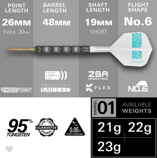 Target Rob Cross 95K Swiss Point 95% Steel Tip Darts - Image 3