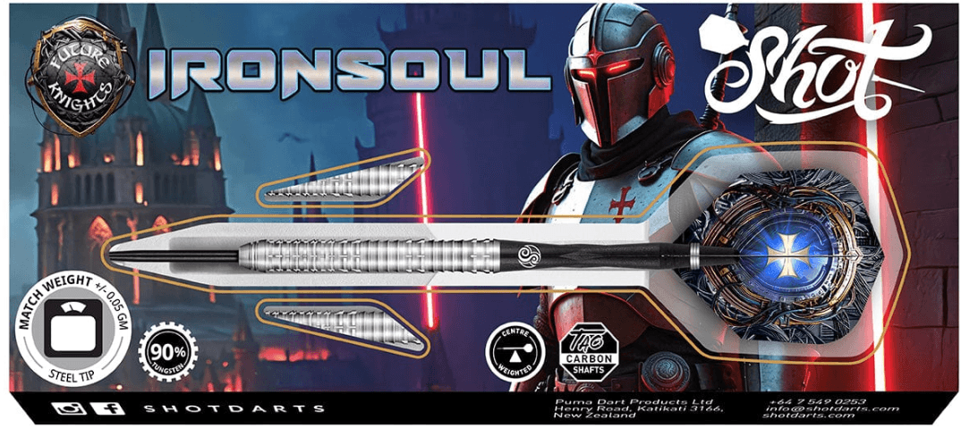 Shot Future Knights Ironsoul Steel Tip Dart Set-90% Tungsten Barrels - Image 2