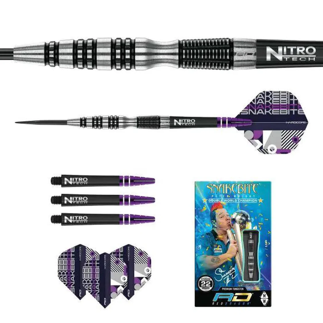Red Dragon Peter Wright Black Racer 90% Tungsten Steel Tip Darts - Image 3