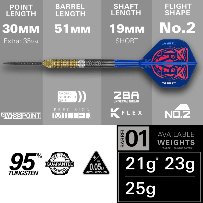 Target Darts Raymond Van Barneveld Gen 6 Swiss Point Darts - Image 2