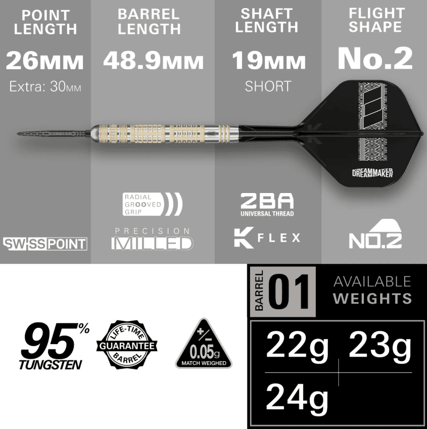 Target Darts Dimitri Van Den Bergh 95K Swiss Point Darts - Image 2
