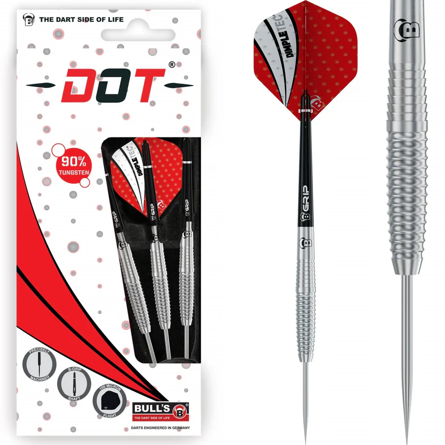 BULL'S Dot D1 Darts - Steel Tip - 90% Tungsten - Rear Shark