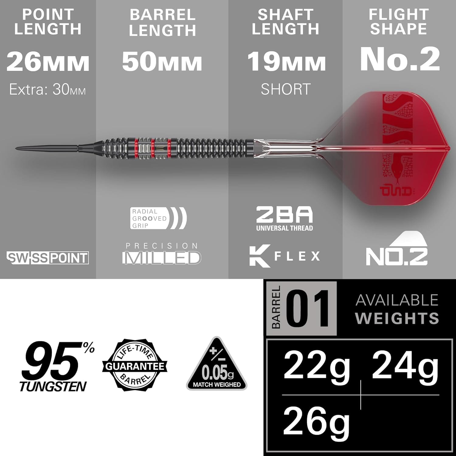 Target Darts Nathan Aspinall Steel Tip 95K Dart Set, 22G/24G/26G | 95% Tungsten - Image 6