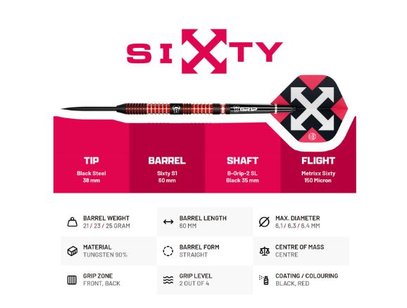 BULL'S Sixty S1 Steel Dart - Image 2