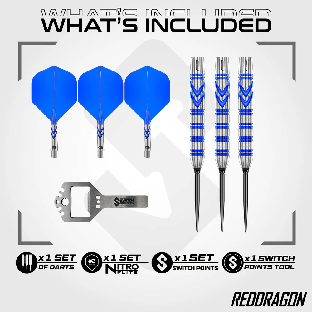 Red Dragon Gerwyn Price Blue Originals SP 90% Tungsten Steel Tip Darts - Image 3