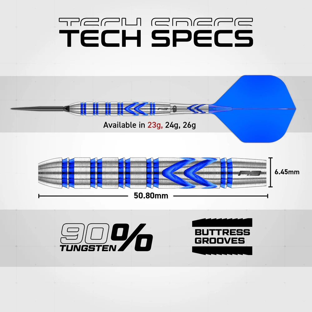 Red Dragon Gerwyn Price Blue Originals SP 90% Tungsten Steel Tip Darts - Image 5