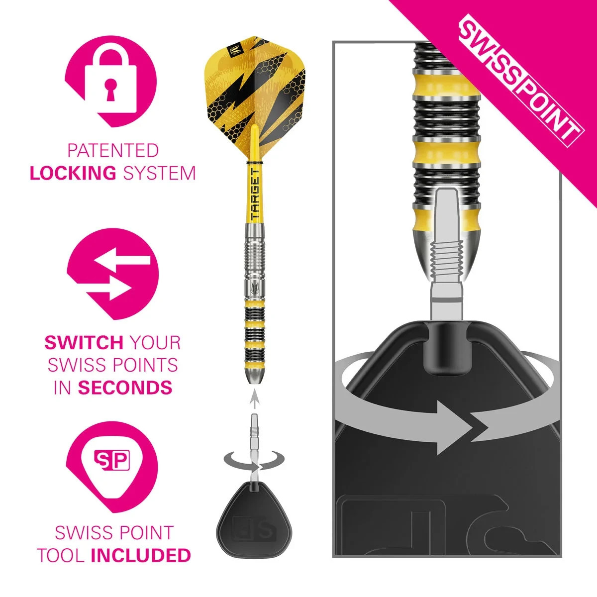 Target Darts BUZZ Steel Tip 90% Tungsten Swiss Points Dart Set Barrel 01 - Image 5