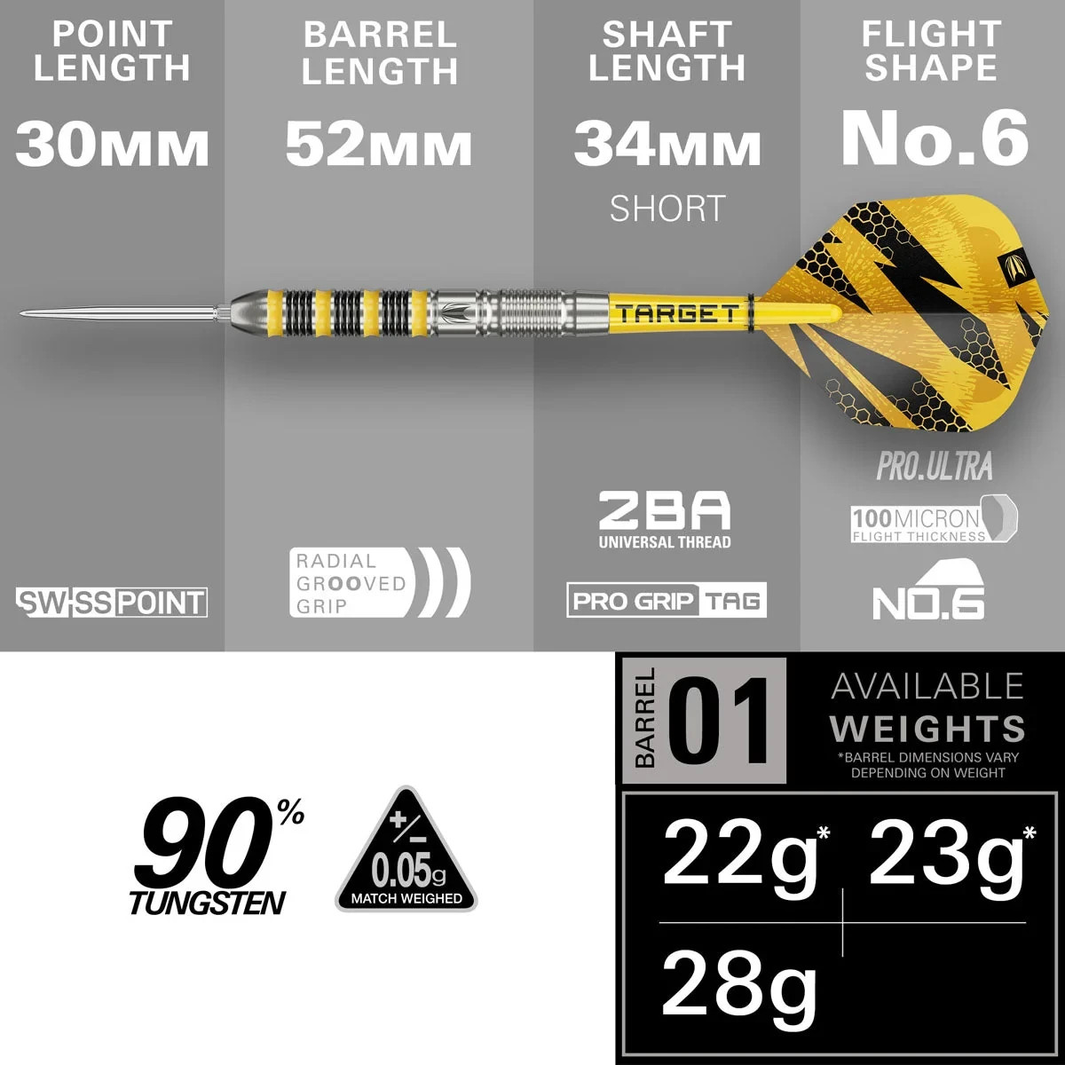 Target Darts BUZZ Steel Tip 90% Tungsten Swiss Points Dart Set Barrel 01 - Image 2