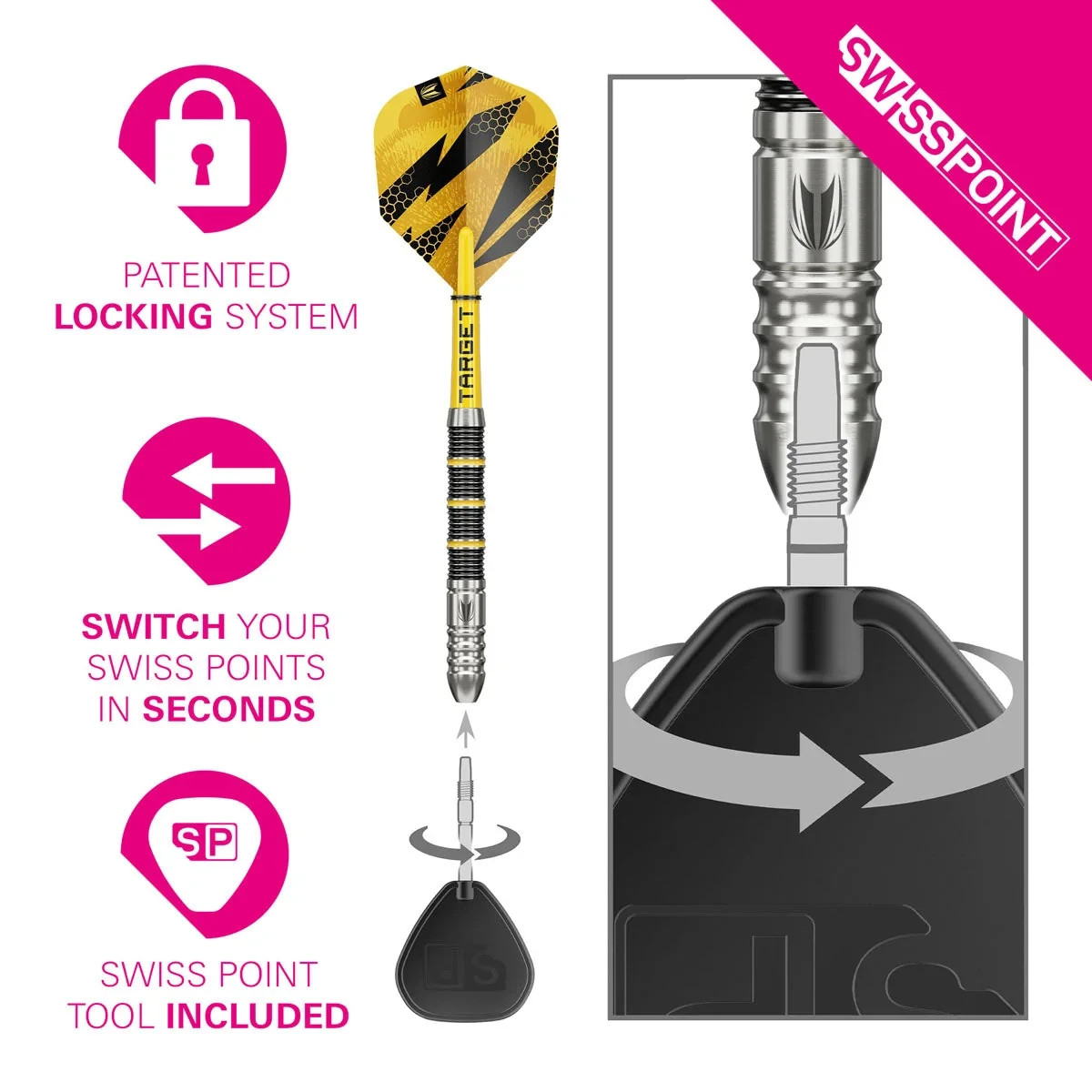 Target Darts BUZZ Steel Tip 90% Tungsten Swiss Points Dart Set Barrel 02 - Image 4