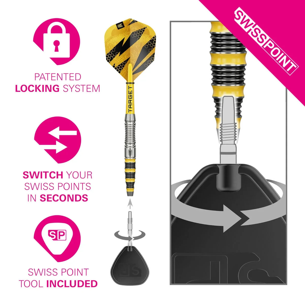 Target Darts BUZZ Steel Tip 90% Tungsten Swiss Points Dart Set Barrel 03 - Image 5