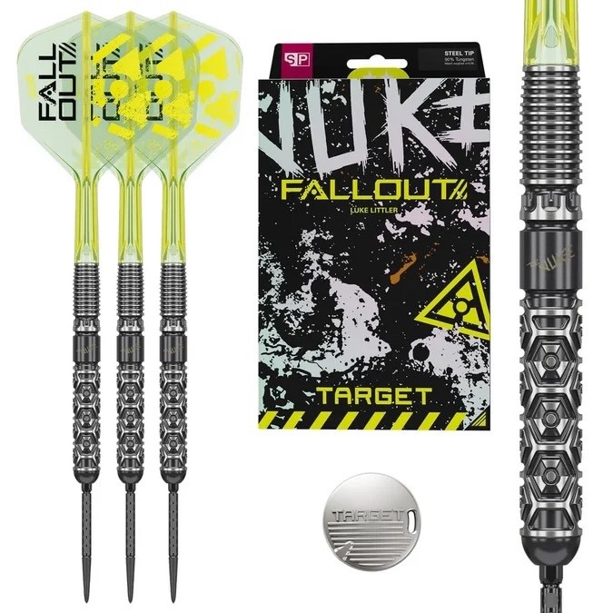 TARGET DARTS LUKE LITTLER FALLOUT SP 90% TUNGSTEN STEEL TIP DARTS