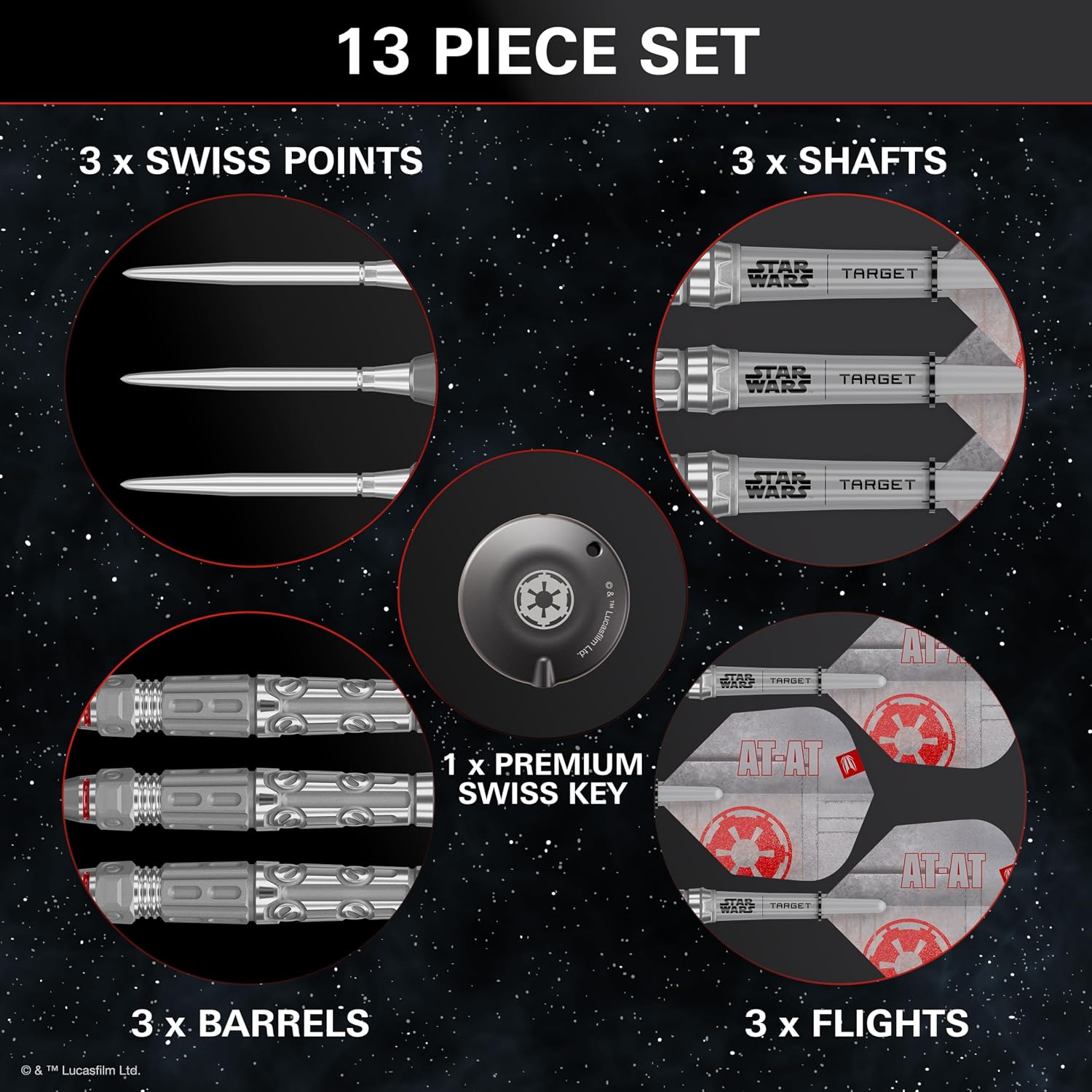 Target Darts Set Star Wars AT-AT 90% Tungsten Steel Tip Dart K-Flex Swiss Point - Image 6