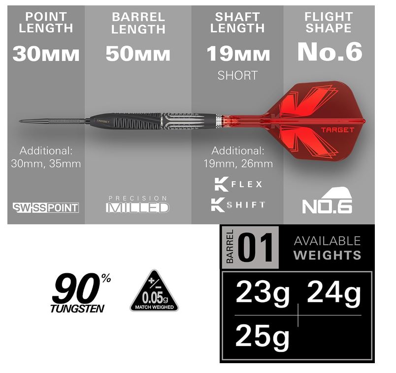 Target Darts SHIFT Steel Tip 90% Tungsten Swiss Point Professional Dart Set - Image 6