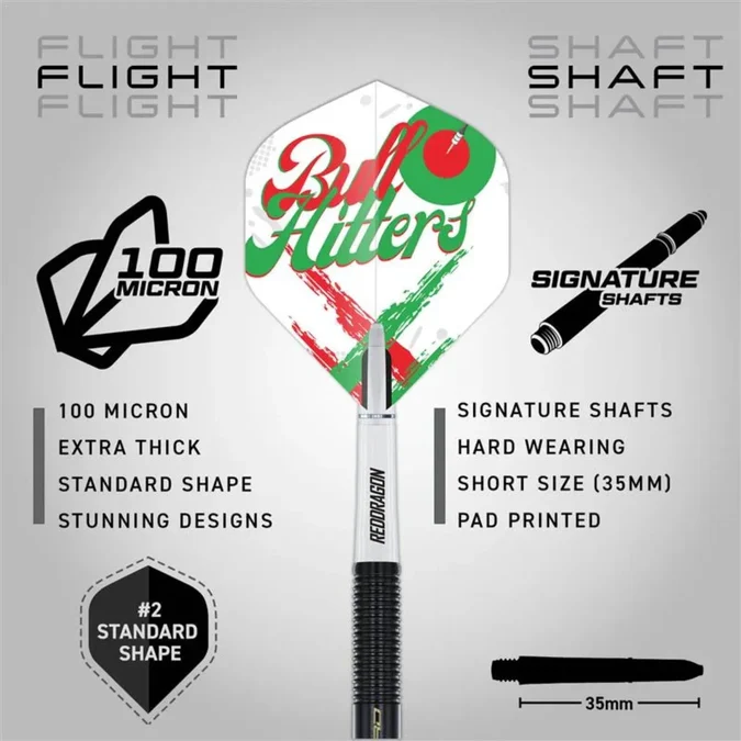 Red Dragon Bullhitters V1 90% Tungsten Steel Tip Darts - Image 4
