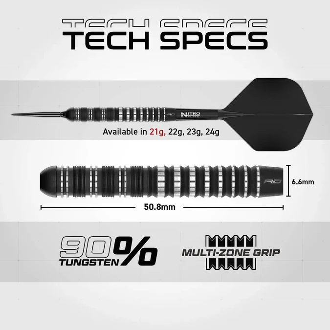 Red Dragon Sable Parallel SP 90% Tungsten Steel Tip Darts - Image 2